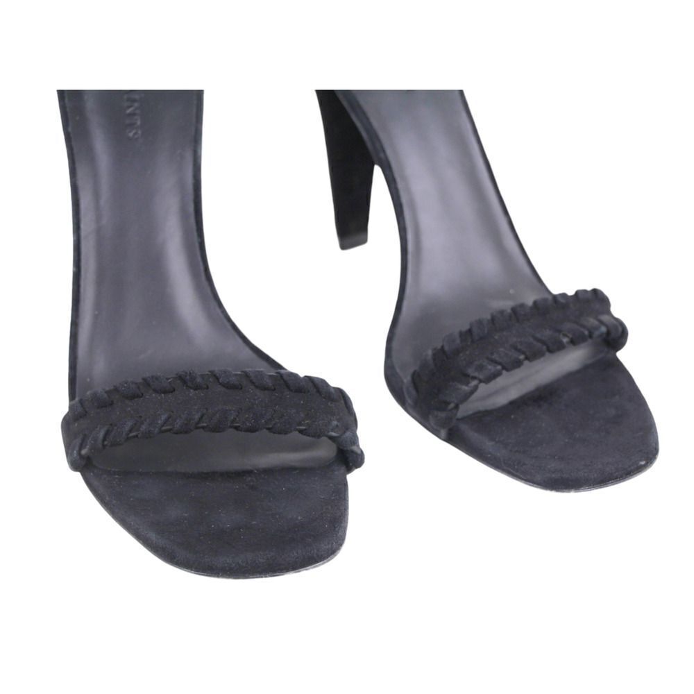 AllSaints BLACK GENUINE LEATHER SUEDE HIGH HEEL OPEN TOE STRAPPY SANDALS Sz 40 - Picture 2 of 11